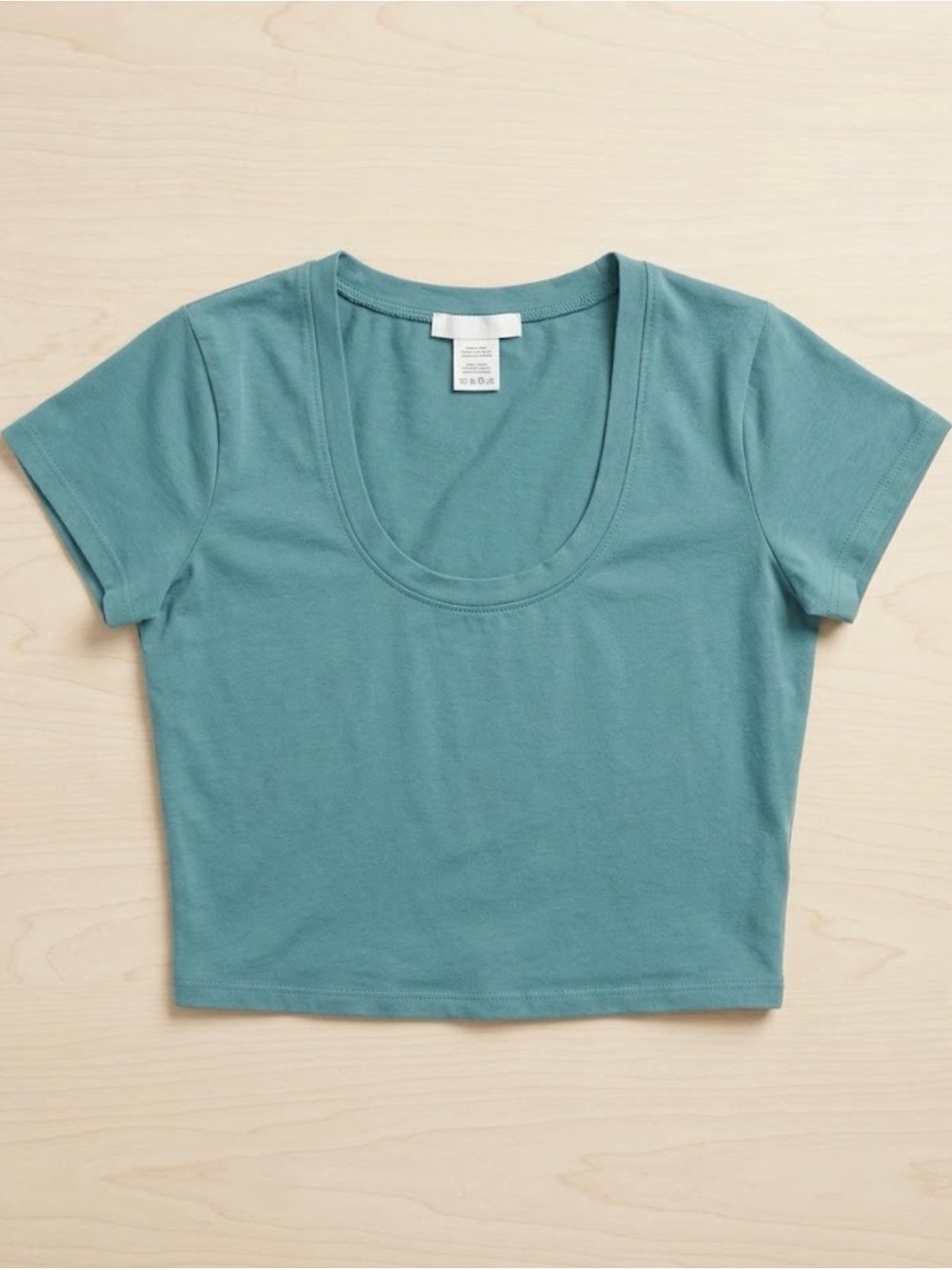 Double Zero Teal Scoop Neck Short Sleeve Crop Top – NWOT (Size S)